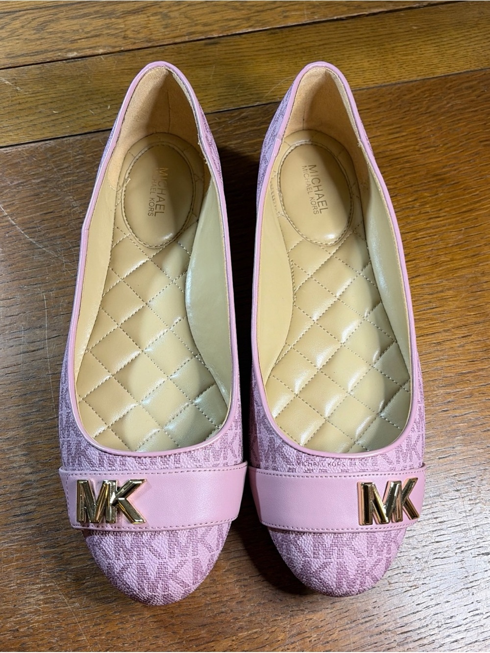 Michael Kors Pink Quilted Logo Ballet Flats